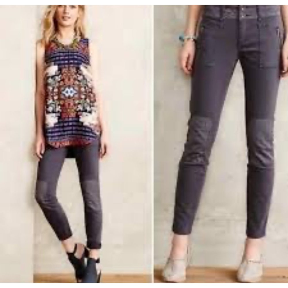 Anthropologie Pilcro and the letter press Pants Knee Patch Dark Grey Color Sz 28